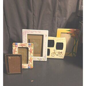 Mixed Lot 5 Stand Up Picture Photo Frames Metal Resin Brass Gold Floral Vintage